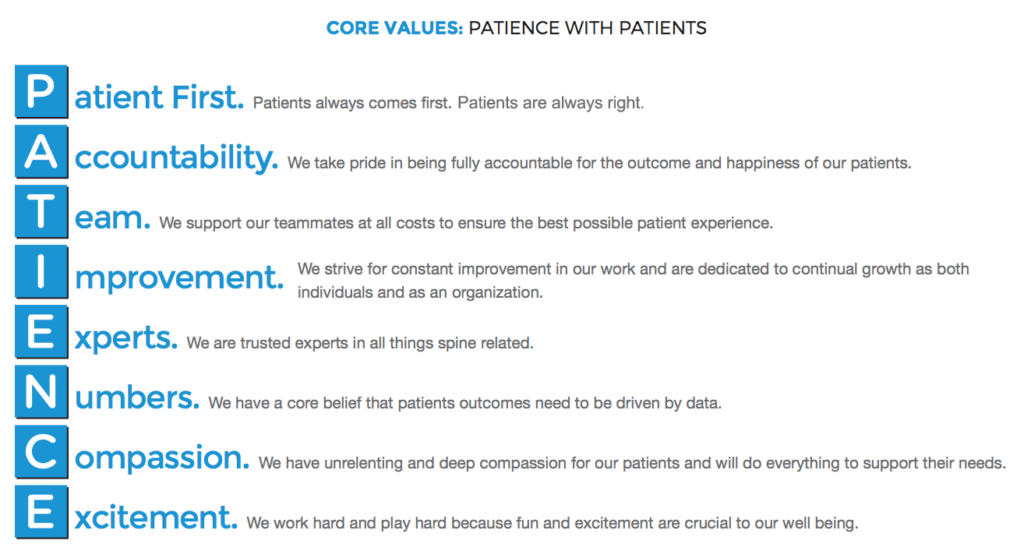 Missions & Values SpineZone